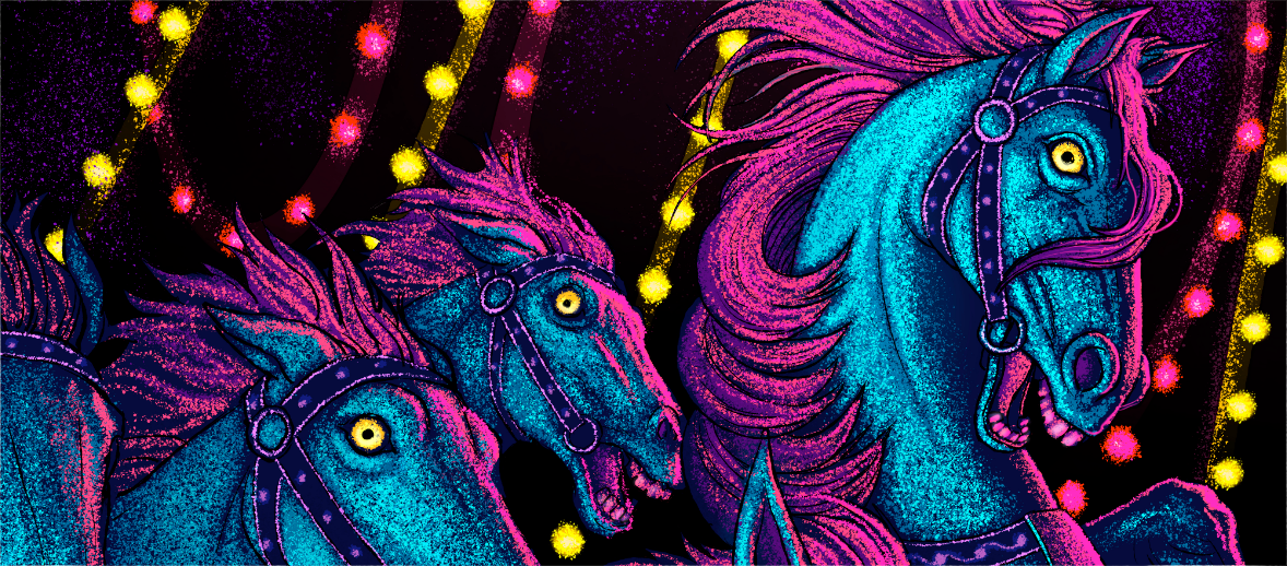 Carousel horses illustration from The Galleria