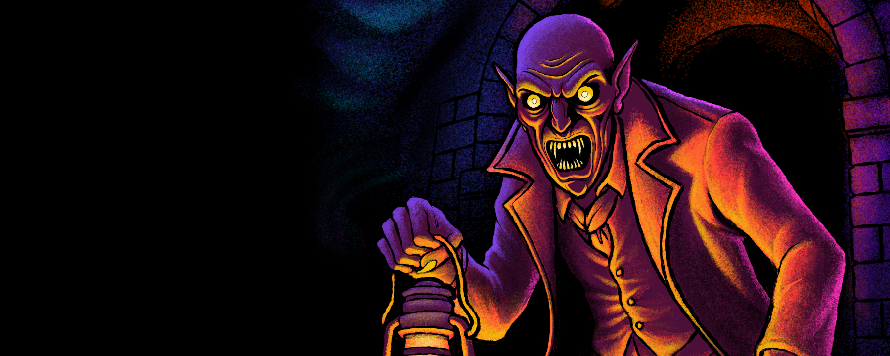 Moonlit Monsters illustration showing a cryptid encounter in darkness