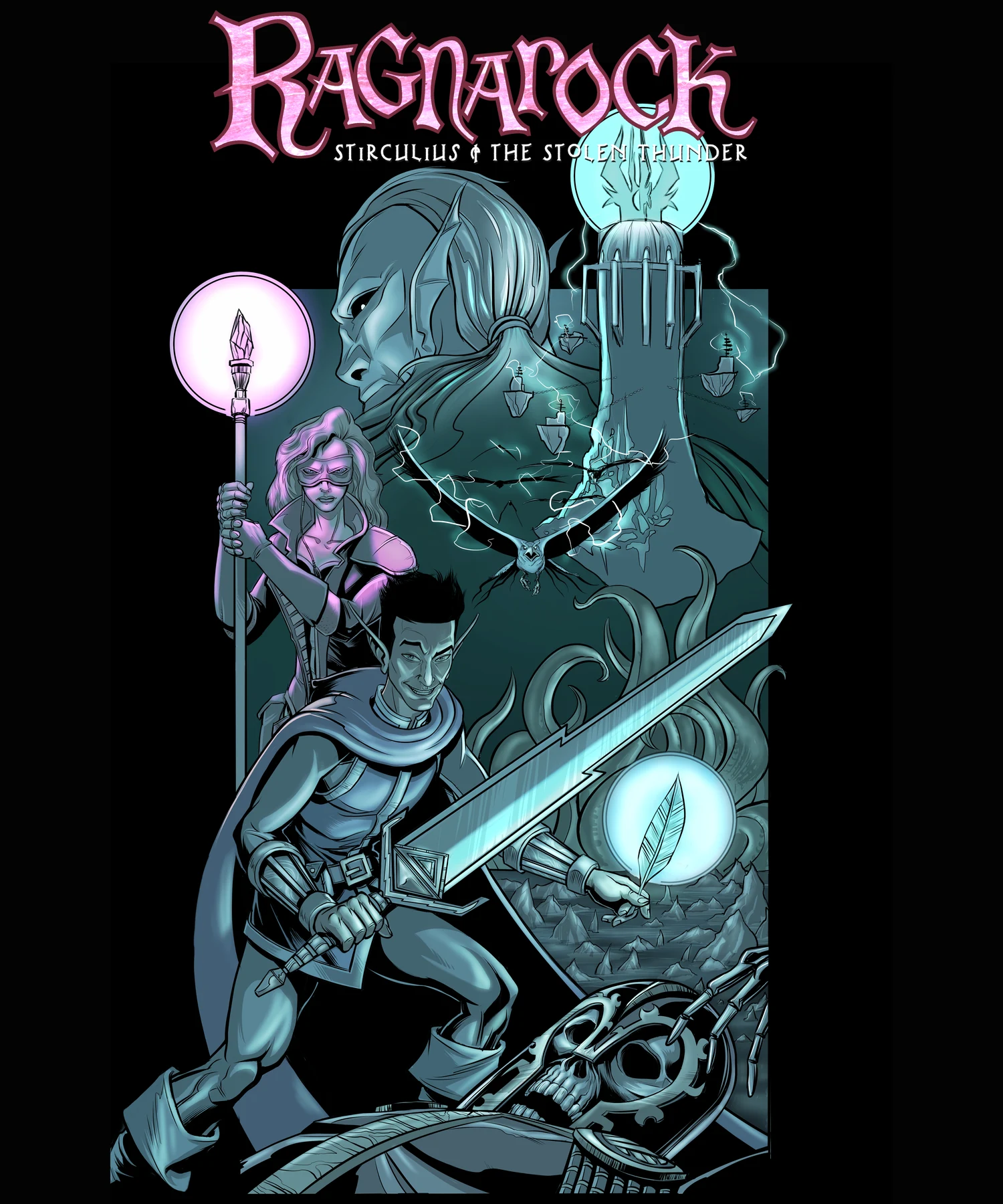 Painted cover for the completed introductory issue of Ragnarock Tales